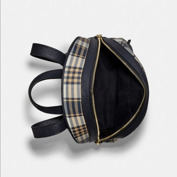 Coach Kenley Backpack with Garden Plaid Print in Midnight/Gold - Picture 3 of 4